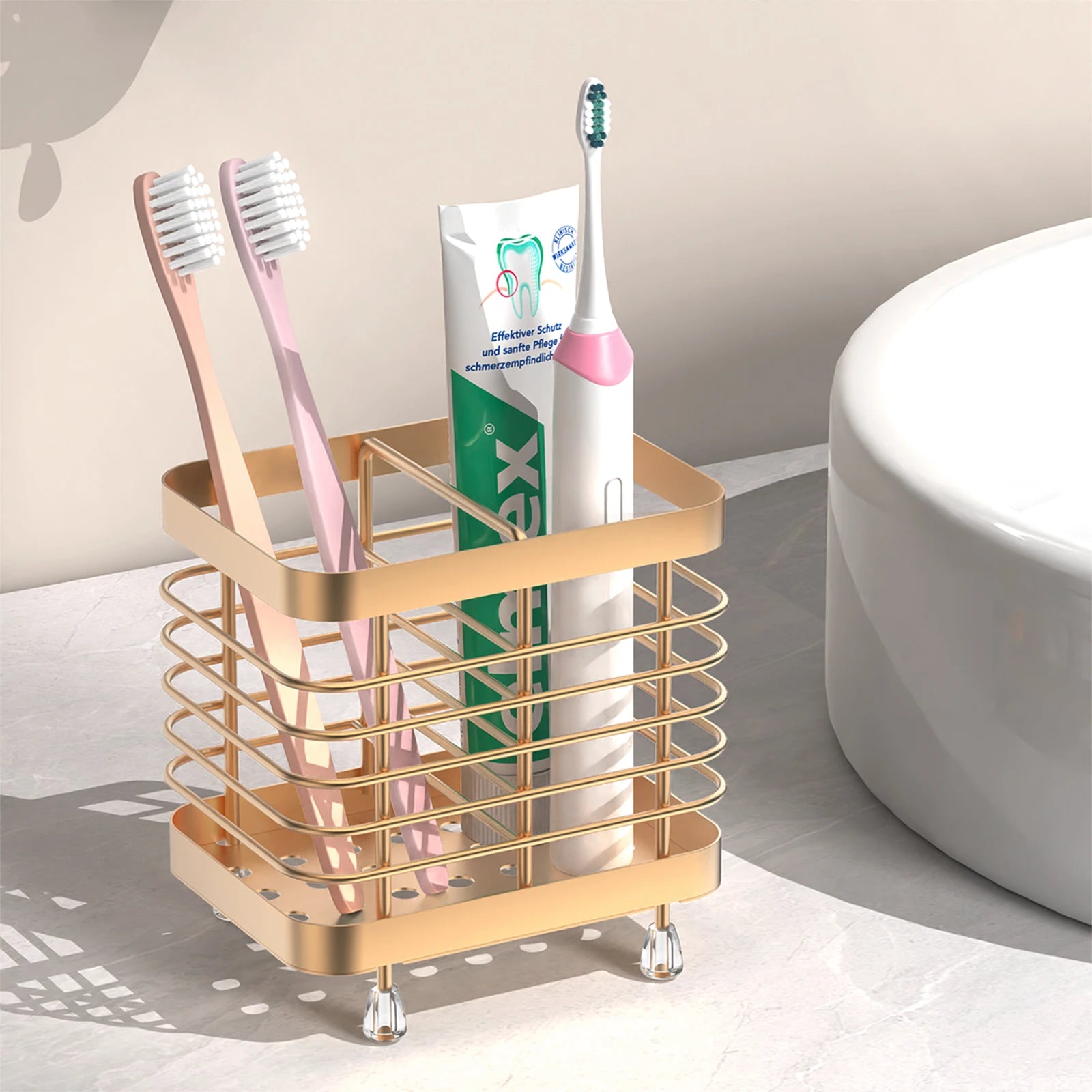 Stainless Steel Toothbrush Holder – Wall-Mounted Bathroom Organizer